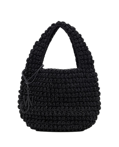 Jw Anderson Popcorn Woven Basket Bag In Black