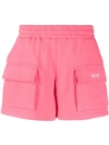 MSGM PINK LOGO EMBROIDERY SHORTS