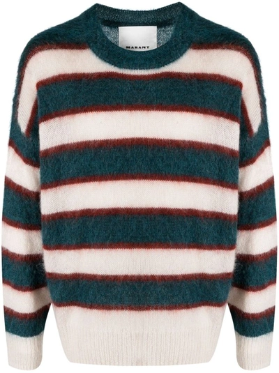 Marant Stripe-print Crew-neck Jumper In White