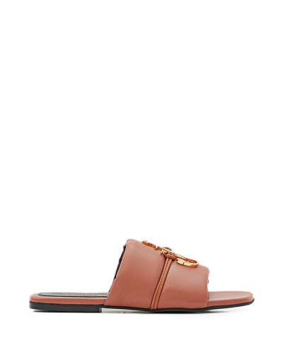 Jw Anderson Anchor Logo Leather Slides In Brown