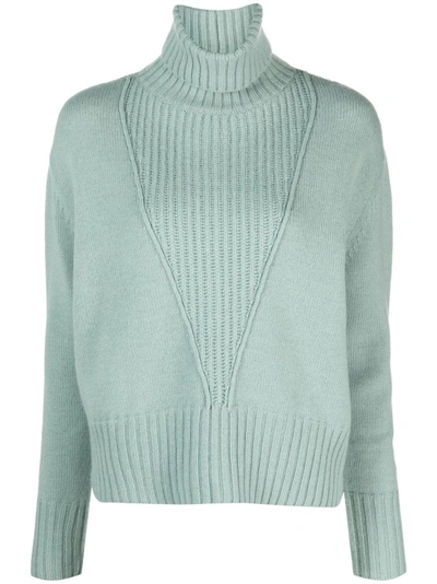 Lorena Antoniazzi Roll-neck Ribbed-knit Jumper In Grey