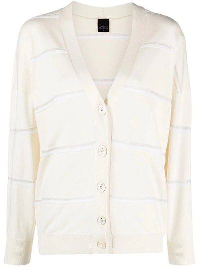 Lorena Antoniazzi Striped Knitted Cardigan In White