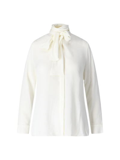 Khaite Tash Pussy-bow Silk-georgette Shirt In White
