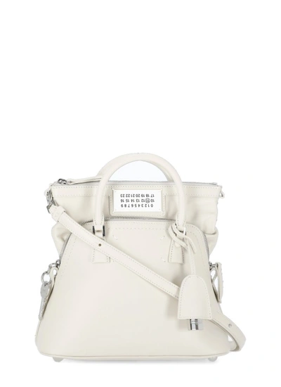 Maison Margiela Ivory Smooth Leather Hand Bag Two Handles In White