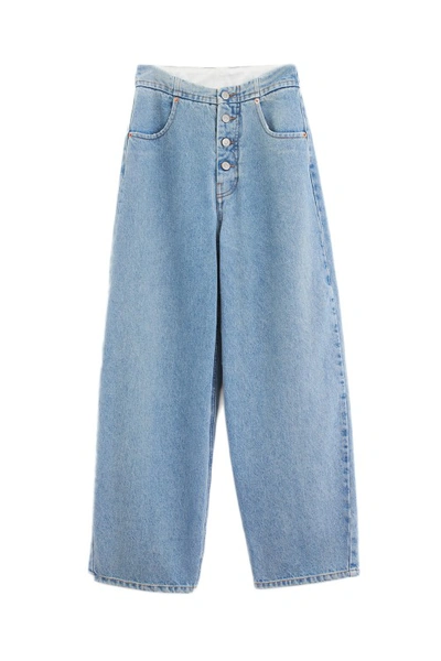 Mm6 Maison Margiela 5 Pocket Jeans In Cyan Cotton In Blue
