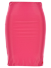 Attico High-waisted Knee-length Pencil Skirt Satin Finish In Fuchsia