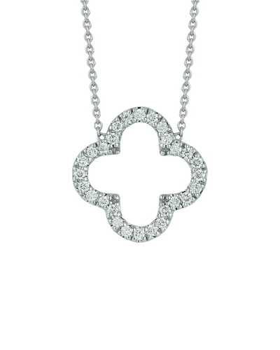 Nephora 14k 0.10 Ct. Tw. Diamond Open Clover Necklace In Metallic