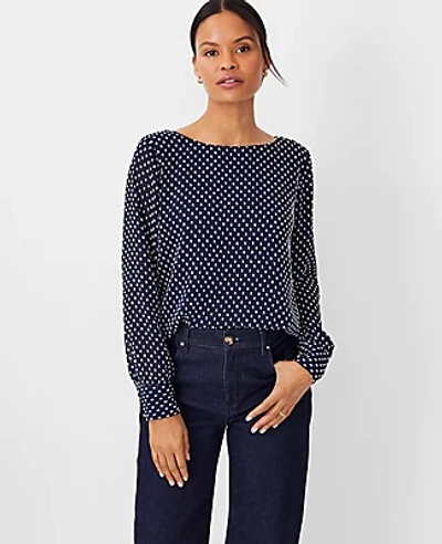 Ann Taylor Petite Clip Boatneck Blouse In Night Sky
