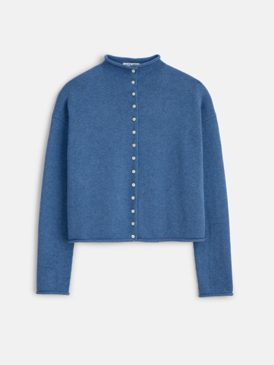 Alex Mill Taylor Rollneck Cardigan In Cotton Cashmere In Harbour Blue