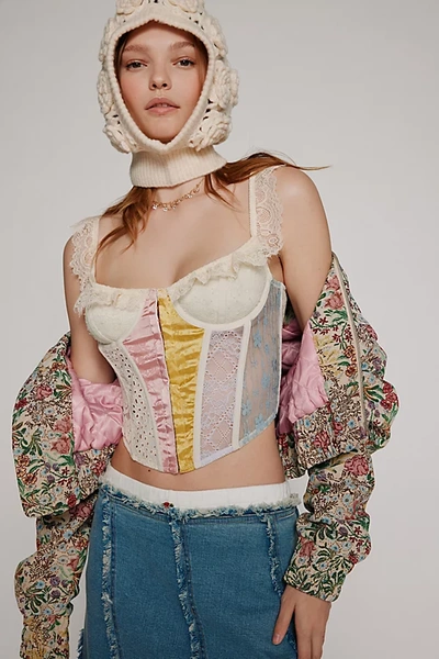 Out From Under Homespun Lace Colorblock Corset, Women's At Urban Outfitters In Multicolor