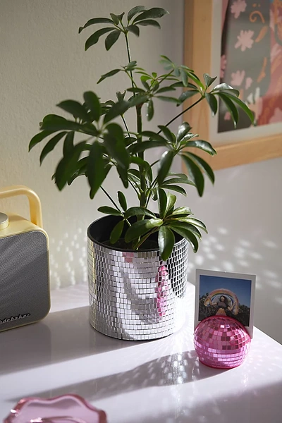 Urban Outfitters Plant Life Disco Planter In Silver At  In Metallic