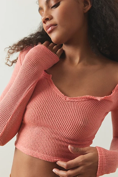 Out From Under Lias Notch Neck Top In Coral, Women's At Urban Outfitters