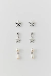 URBAN OUTFITTERS STAR & PEARL POST EARRING SET IN PEARL, MEN'S AT URBAN OUTFITTERS