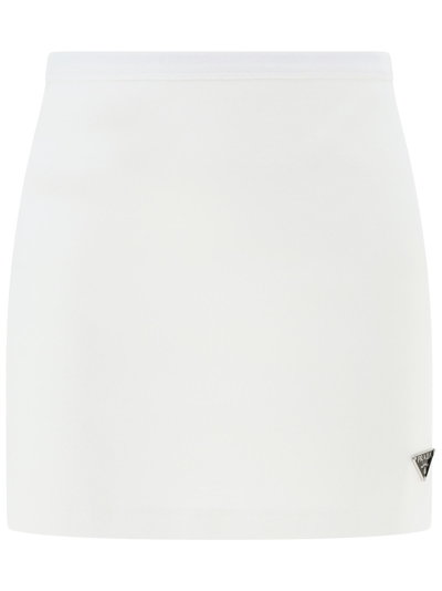 Prada Cotton Midi Skirt In Bianco