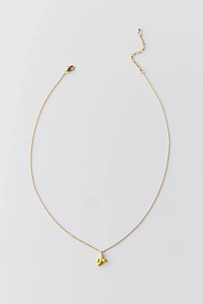Urban Outfitters Delicate Rhinestone Banana Charm Necklace In Banana, Women's At