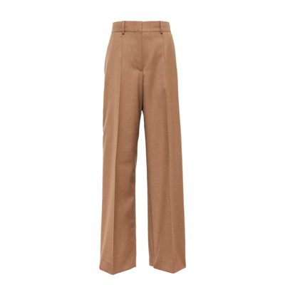 Burberry Jane Wide Tailored Wool Pants In Brown