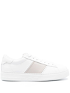 Emporio Armani Official Store Leather Sneakers With Logo Detail In Beige