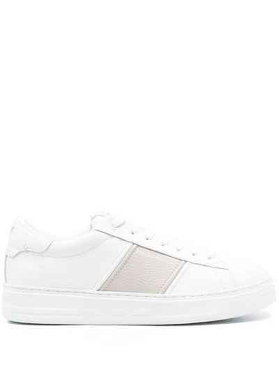 Emporio Armani Soft-leather Trainers With Wingtip Detail In Metallic