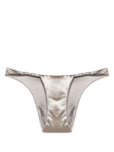 Isa Boulder Exclusive Twisted Bikini Bottoms In Silver