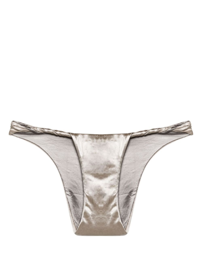 Isa Boulder Silver Twist-detail Bikini Bottoms