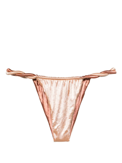 Isa Boulder Gold Twist-detailed Bikini Bottoms In Pink