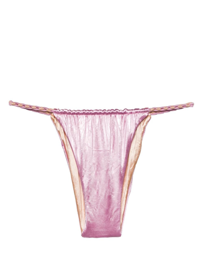 Isa Boulder Ruched Reversible Bikini Bottoms In Pink