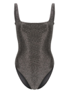 Form And Fold Square-neck Glitter Swimsuit In Silver