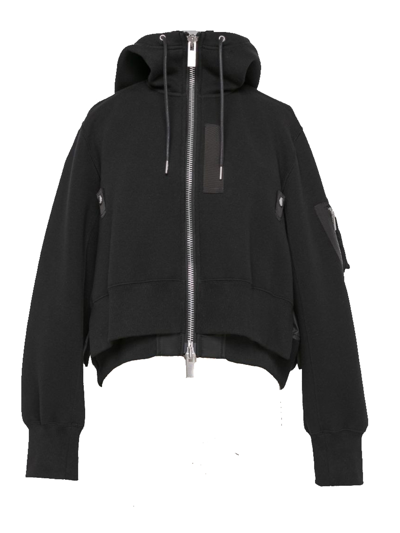 Sacai Spomge Sweat Hoodie In Black