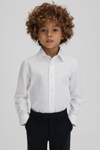 Reiss Remote - White Slim Fit Cotton Shirt, Uk 7-8 Yrs In White
