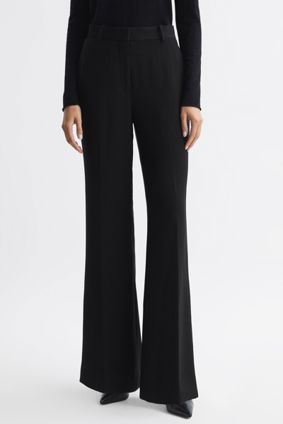 Reiss Margeaux Wide-leg Mid-rise Woven Trousers In Black