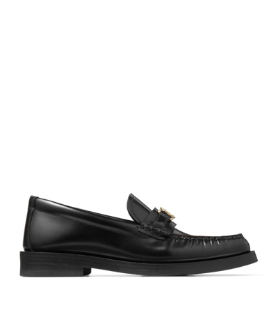 Jimmy Choo Black Addie Logo-plaque Leather Loafers