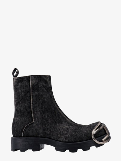 Diesel Grey D-hammer Bt Zip D Boots In Black