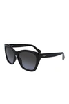 Ferragamo 56mm Square Cateye Sunglasses In Black