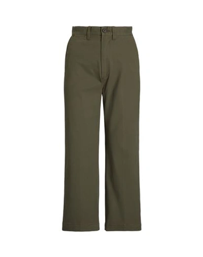 Polo Ralph Lauren Chino Wide-leg Pant Woman Pants Military Green Size 8 Cotton, Elastomultiester, El