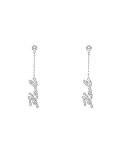 Karl Lagerfeld Woman Earrings Silver Size - Brass, Glass In Metallic