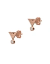 Emporio Armani Woman Earrings Rose Gold Size - 925/1000 Silver, Crystal In Rose Gold