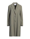 Harris Wharf London Woman Overcoat Military Green Size 6 Polyester