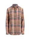 Ralph Lauren Lauren  Checked Plaid Linen Shirt Woman Shirt Pastel Pink Size Xl Linen In Pink