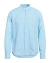 Gmf 965 Man Shirt Sky Blue Size 16 Cotton, Linen