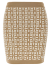 Elisabetta Franchi Monogram Butter Beige Knitted Skirt In Brown