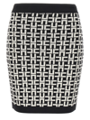 Elisabetta Franchi Logo Pattern Jacquard Skirt In Nero/burro
