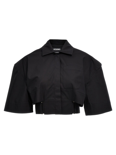 JACQUEMUS LA CHEMISE COURTE BARI SHIRT, BLOUSE BLACK