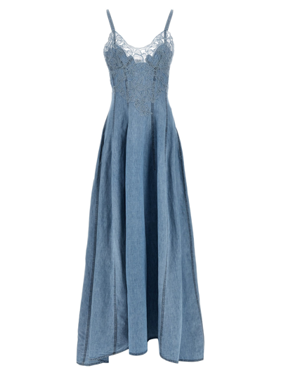Ermanno Scervino Lace And Denim Dress Dresses Light Blue