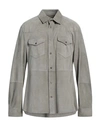 Brunello Cucinelli Man Shirt Sage Green Size M Leather In Sage Green