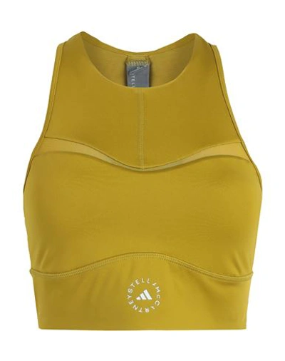 Adidas By Stella Mccartney Asmc Tpr Crop Woman Top Mustard Size M Recycled Polyester, Recycled Elast In Yellow