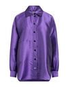 Sandro Woman Shirt Purple Size 2 Polyester, Silk