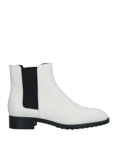 Tod's Woman Ankle Boots Ivory Size 6.5 Soft Leather In White