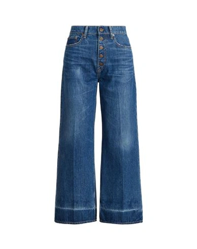 Polo Ralph Lauren Wide-leg Crop Jean Woman Denim Pants Blue Size 30 Cotton