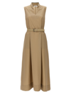 Brunello Cucinelli Monili-collar Raffia-belt Sleeveless Crinkle Cotton Maxi Dress