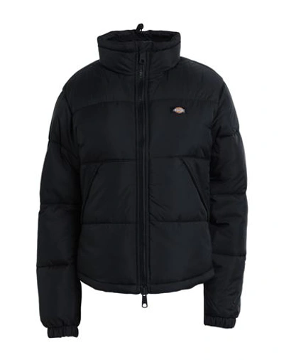 Dickies Logo-patch Hooded Puffer Jacket In Black
